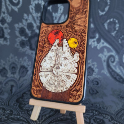 Millennium Falcon Star Wars - Wood Phone Case - Hand Painted