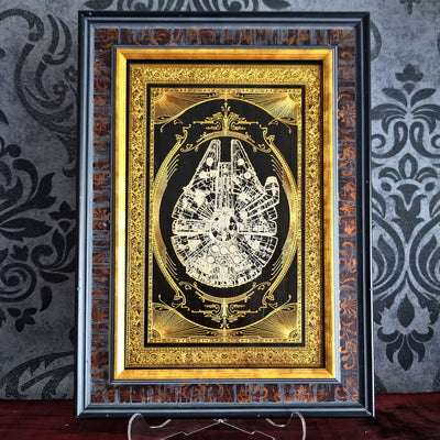 framed Millennium Falcon Ship Star wars - Unique Movie Lover Gift for 5th Year Wood Anniversary for Husband or wife. Geek anniversary personalized present idea.