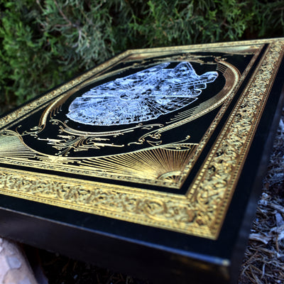 Intergalactic Ship XIV- Star Wars Medium Black Paint - Silver Pigment Star Wars engraved wood phone case