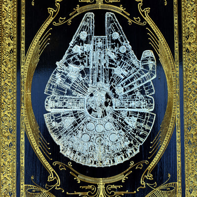 Intergalactic Ship XIV- Star Wars Medium Black Paint - Silver Pigment Star Wars engraved wood phone case