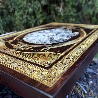 Intergalactic Ship XV Star Wars - Medium Mahogany Paint - Gold Pigment Star Wars engraved wood phone case