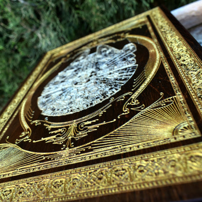 Intergalactic Ship XV Star Wars - Medium Mahogany Paint - Gold Pigment Star Wars engraved wood phone case