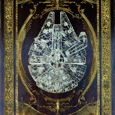 Intergalactic Ship XV Star Wars - Medium Mahogany Paint - Gold Pigment Star Wars engraved wood phone case