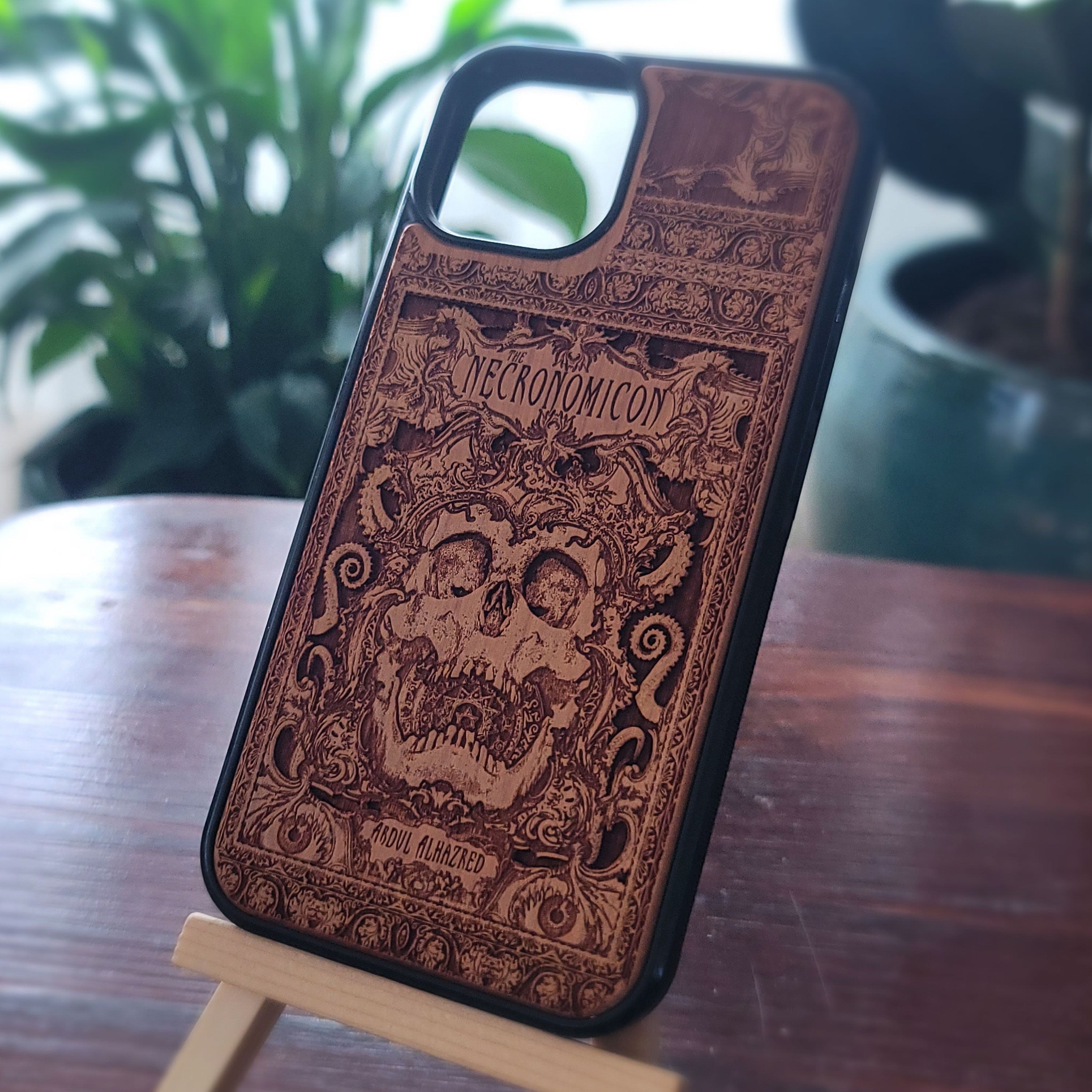 Necronomicon Wood Phone Case for iPhone & samsung Galaxy