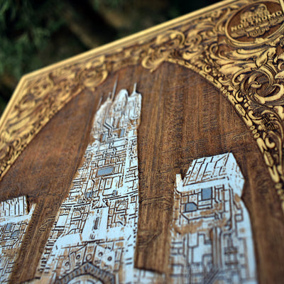 Detailed Nostromo spaceship wood carving, perfect Alien fan decor.