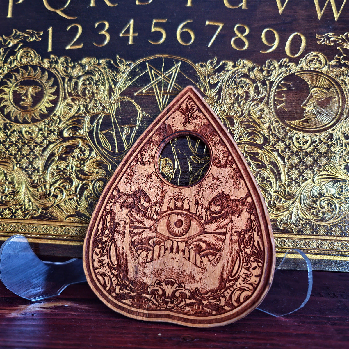 Ouija Board Walnut Stain & Gold - Large