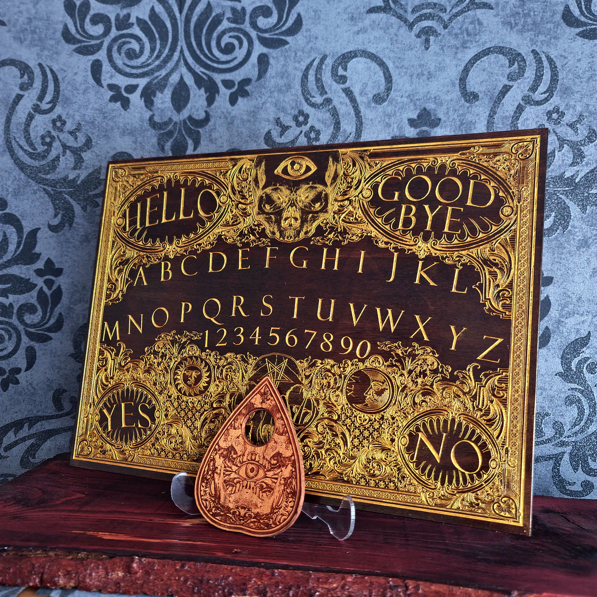 Ouija Board Walnut Stain & Gold - Large