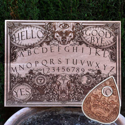 Ouija Board - Large Cedar Wood – gothic art, engraved wood, dark fantasy, skeleton design, artisan crafted