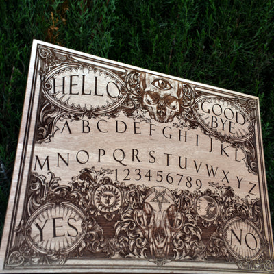 Gothic engraved wood art – gothic art, engraved wood, dark fantasy, skeleton design, artisan crafted