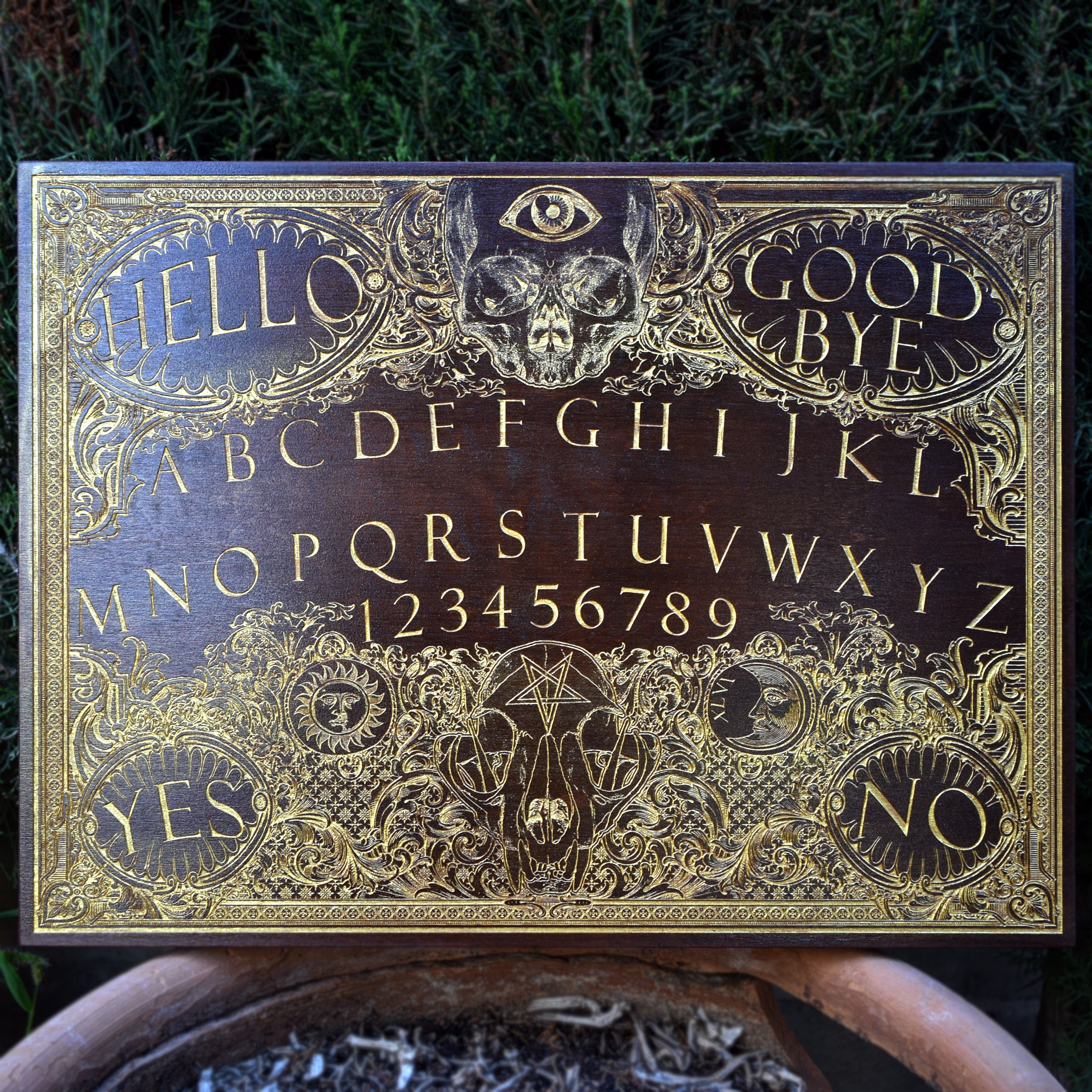 Ouija Board Walnut Stain & Gold - Large