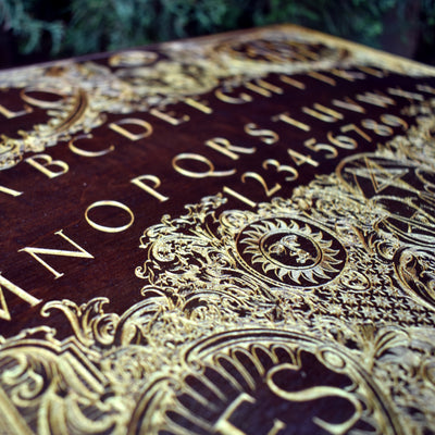 Gothic engraved wood art – gothic art, engraved wood, dark fantasy, skeleton design, artisan crafted