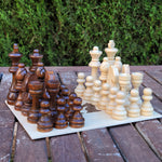 Load image into Gallery viewer, LOTR Chess &amp; Checkers Wood Board Game Set - Tournament Size Walnut &amp; Gold 2.12&quot; – 54 mm Square
