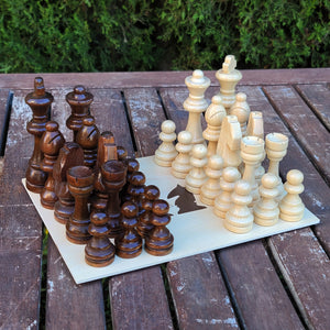 War Chess & Checkers Wood Board Game Set - A3 Size - 1.25" / 32 mm Square