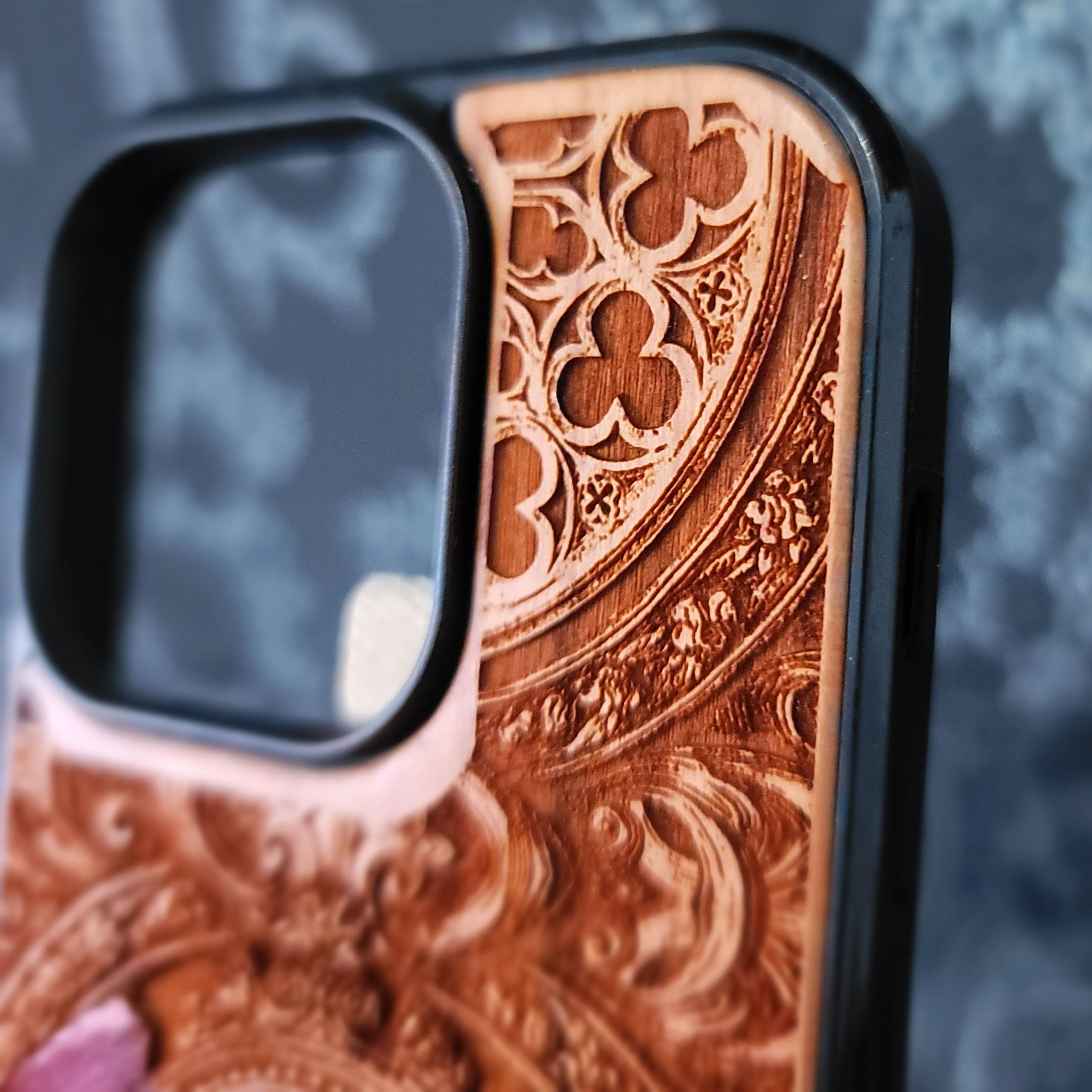 Phoenix Bird Wood Phone Case - Hand Painted
