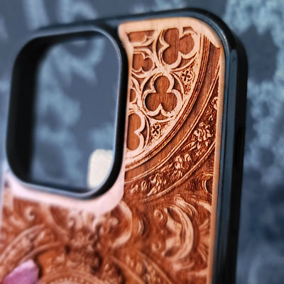 Phoenix Bird Wood Phone Case - Hand Painted