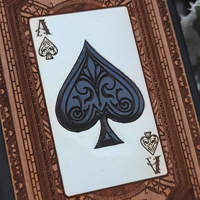 Engraved and painted Ace of Spades wood phone case for iPhone and Galaxy