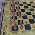 Load and play video in Gallery viewer, Aztec Chess &amp; Checkers Board Game - Pawns included - A3 Large Size
