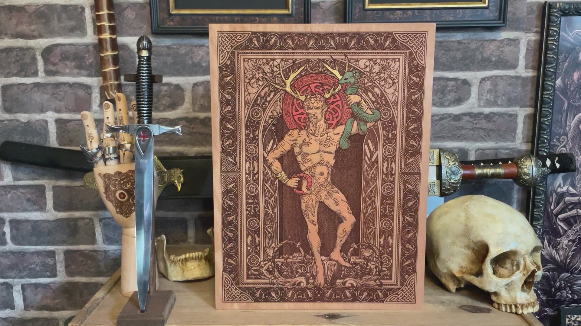 Personalized Cernunnos Celtic Mythology Wood Art | 5 Year