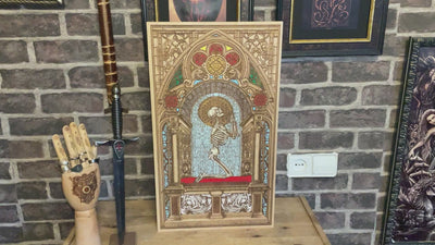 Extra-large engraved wooden wall art - Pray design for altars
