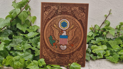 American Coat of Arms Variant - Cedar Hand Painted