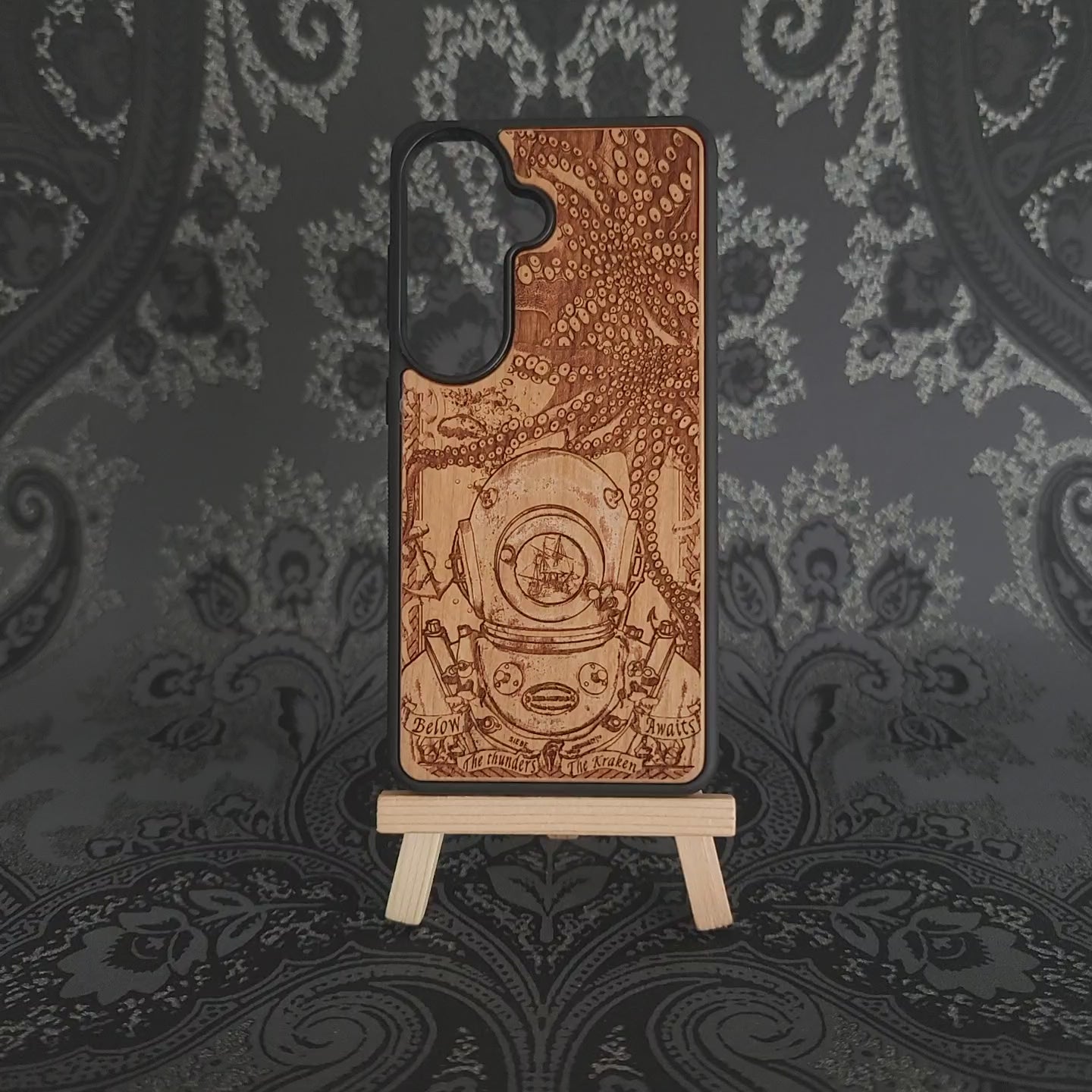 Kraken Deep Sea - Wood Phone Case