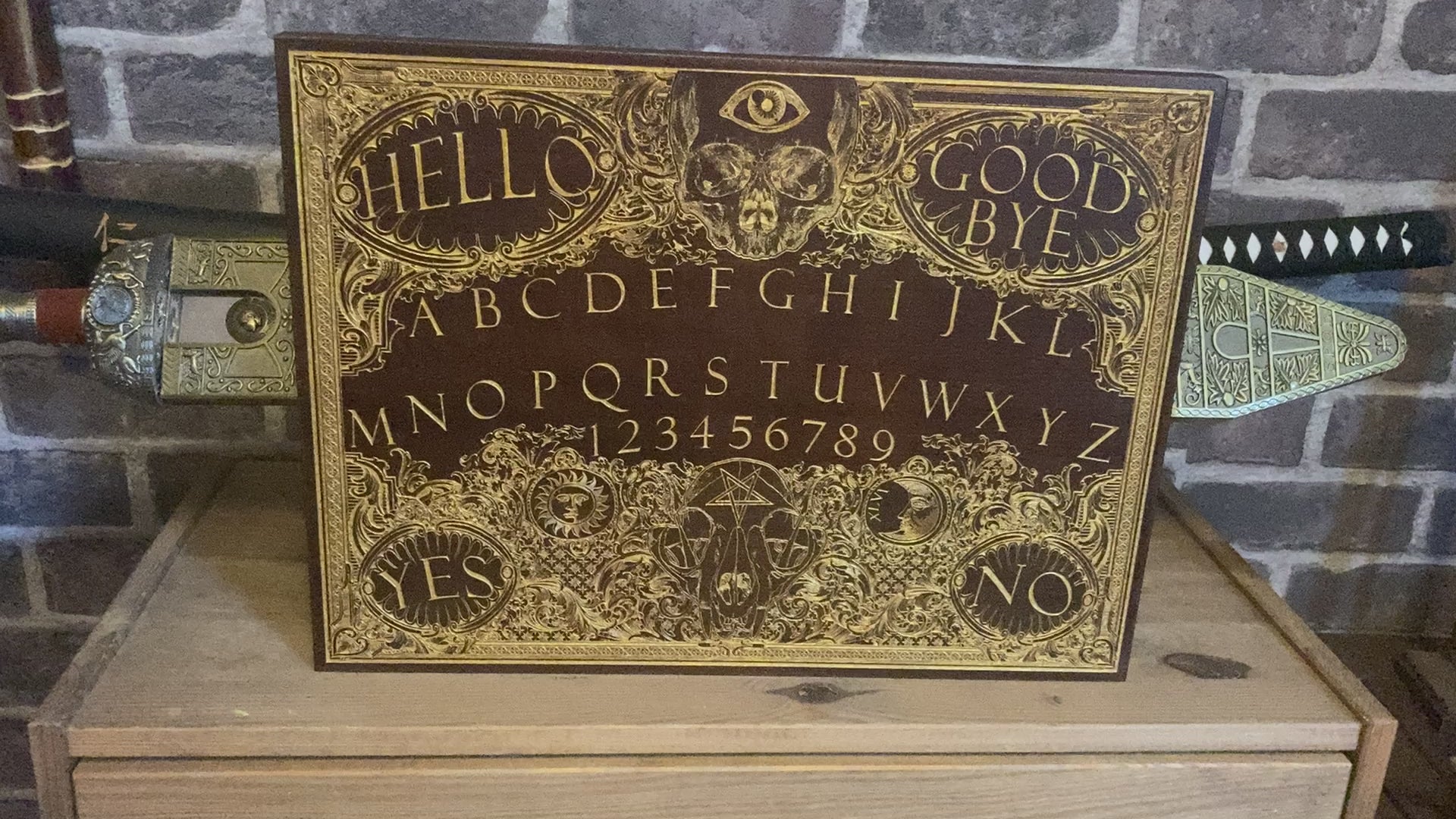 Ouija Board Walnut Stain & Gold - Large