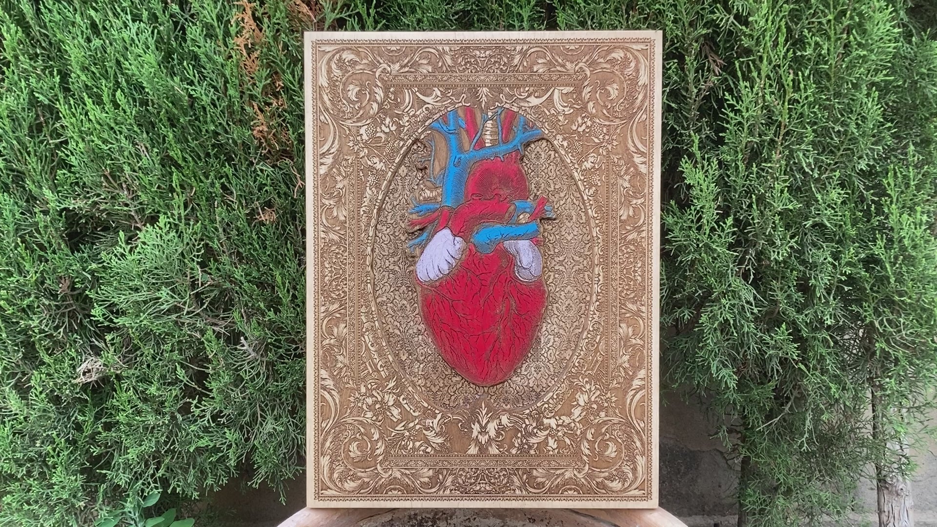 Heart - Hand Carved & Painted - Large