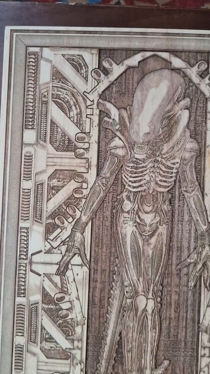 Alien Wood Wall Art VIII - Large