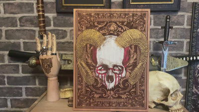 Unique horror wall art – horned skull gothic design
