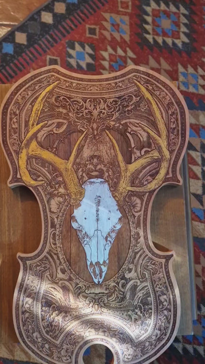 Deer Skull Wood Violin