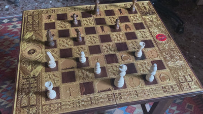 Fantasy Movie Chess Board - Walnut & Gold - Tournament Size