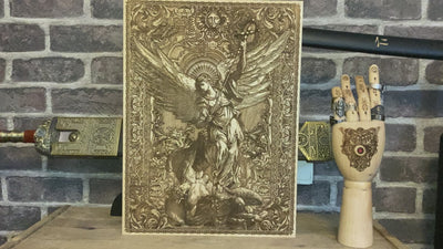 Christian wedding or baptism gift with Saint Michael art