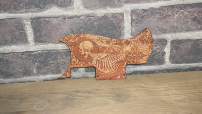 Premium hand-finished cherry wood pickguard for Epiphone SG guitar with engraved artwork