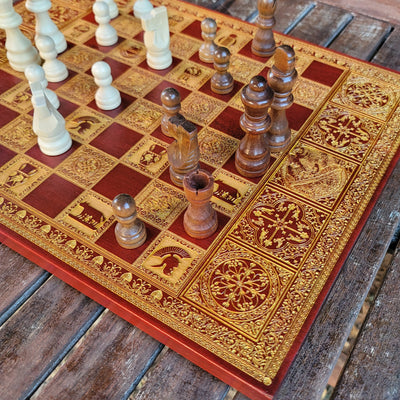 Gothic engraved wood art – gothic art, engraved wood, dark fantasy, skeleton design, artisan crafted