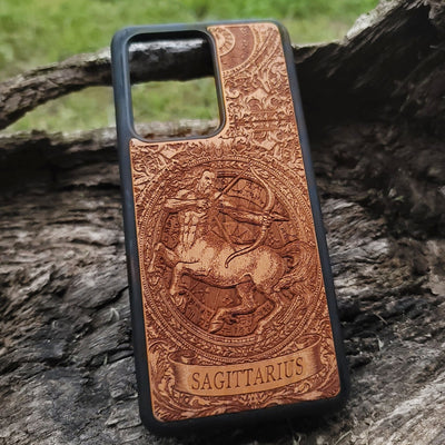 agittarius constellation and zodiac art engraved on phone case