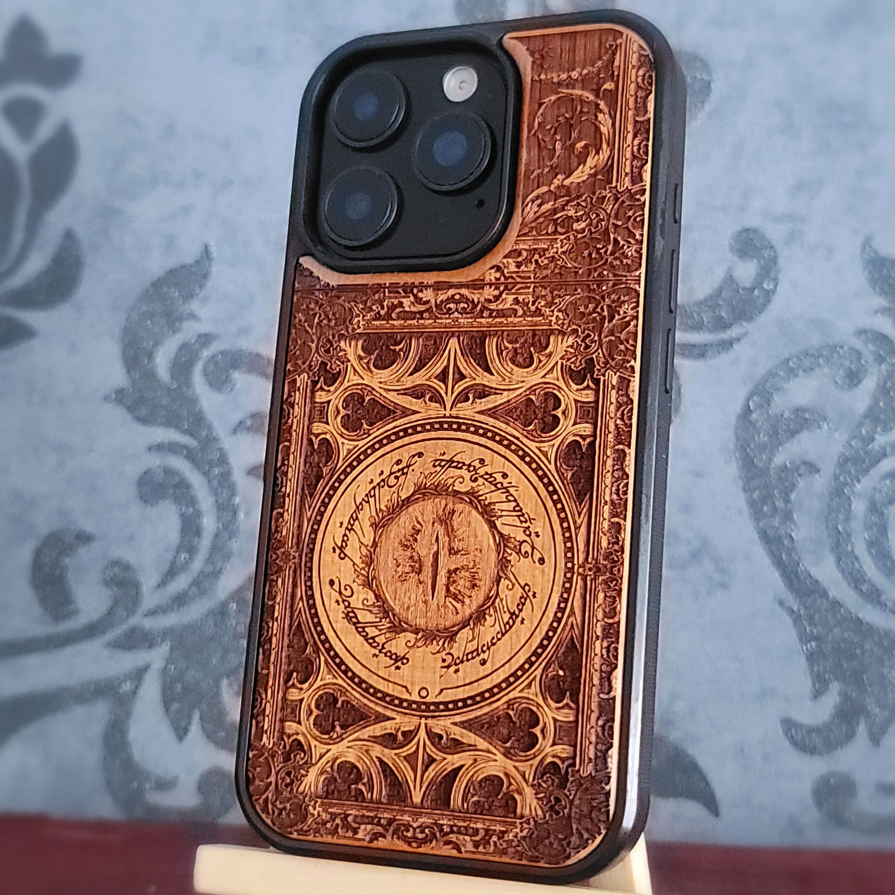 Sauron Eye LOTR - Gothic Pattern - Wood Phone Case