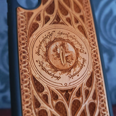 Sauron Eye LOTR Wood Phone Case - Gothic Pattern Design