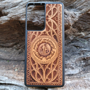 iPhone & Samsung Galaxy Wood Phone Case - LOTR Sauron Eye Gothic Pattern