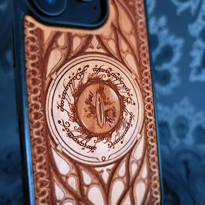 sauron eye wood phone case lotr for iphone and samsung galaxy 