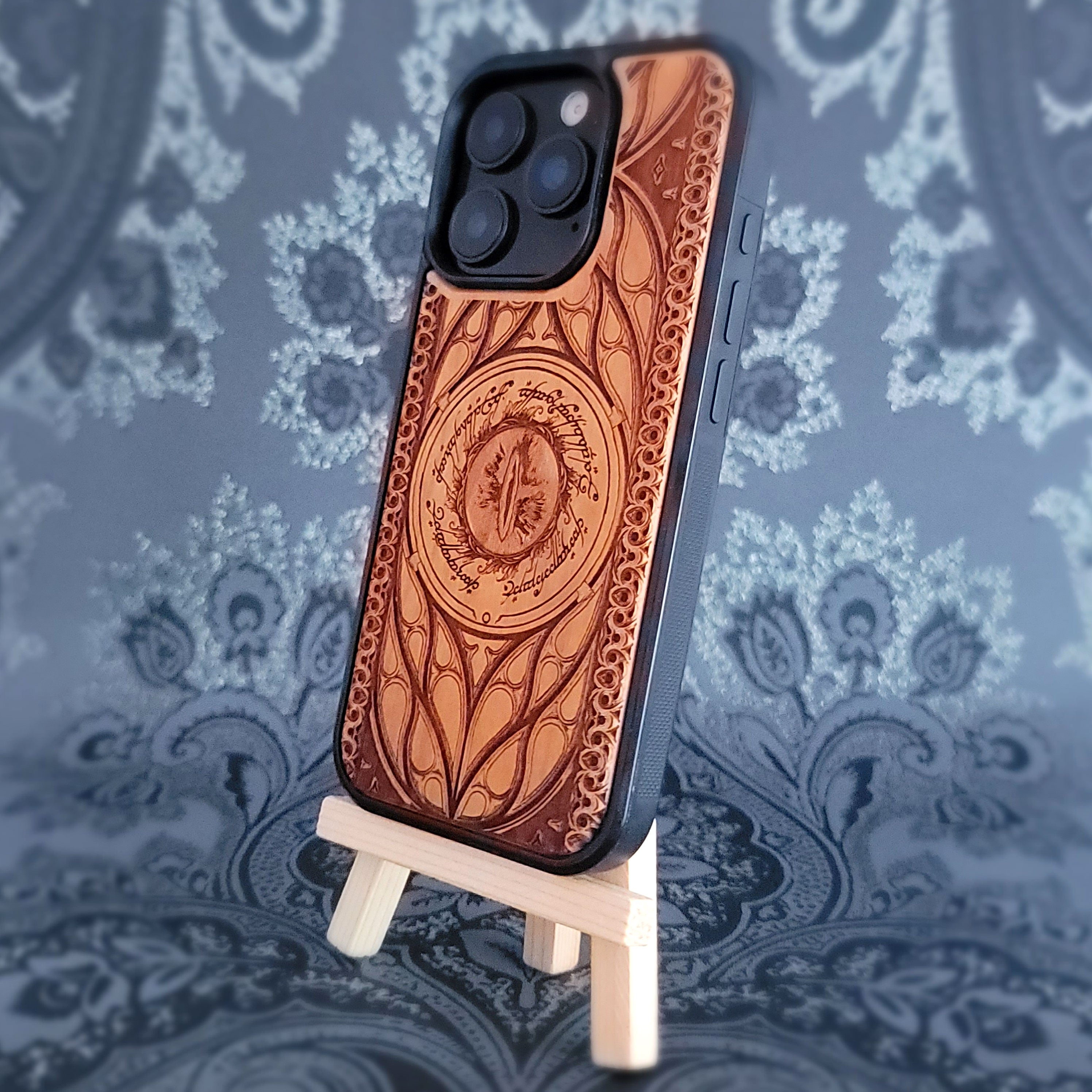 sauron eye wood phone case lotr for iphone and samsung galaxy 