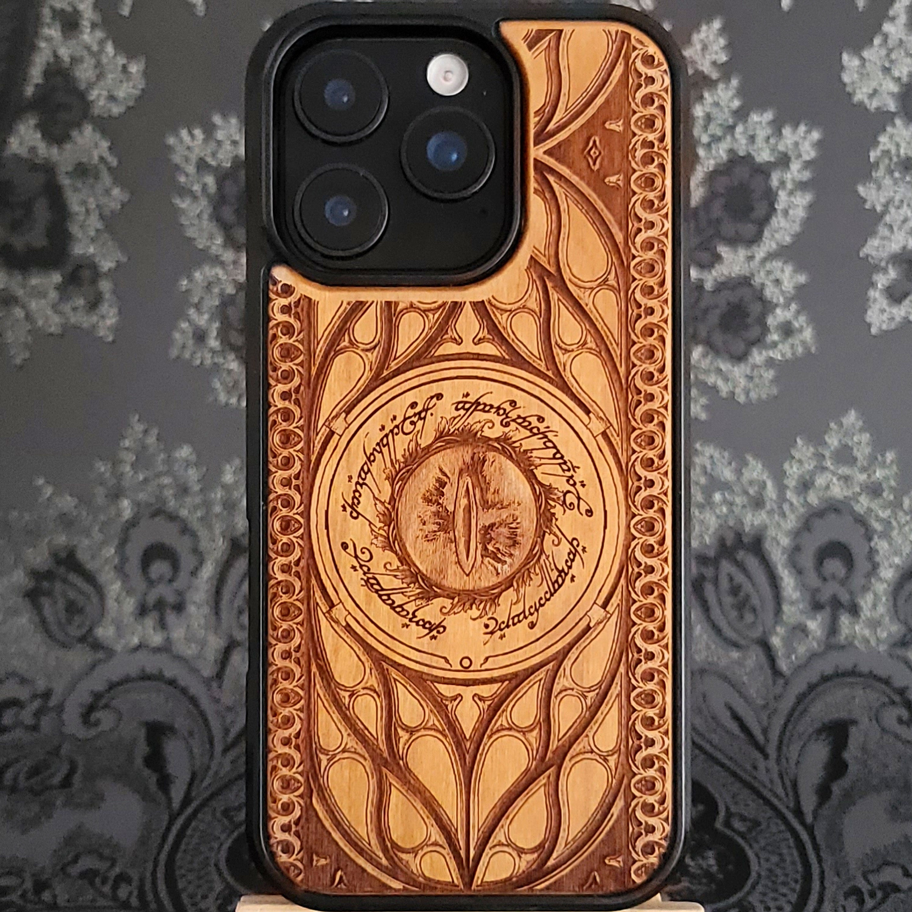 sauron eye wood phone case lotr for iphone and samsung galaxy 