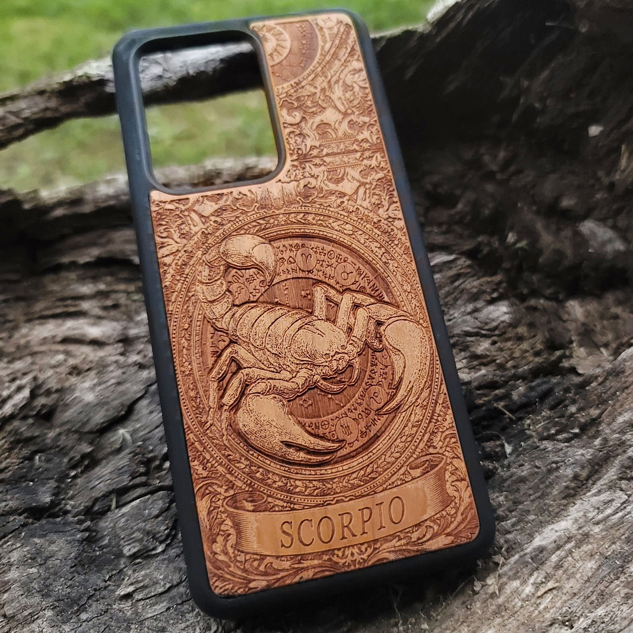 Unique zodiac gift phone case with detailed Scorpio artwork