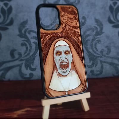 vampire nun wood phone case laser engraved
