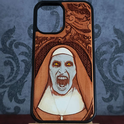 The Nun - Wood Phone Case - Hand Painted