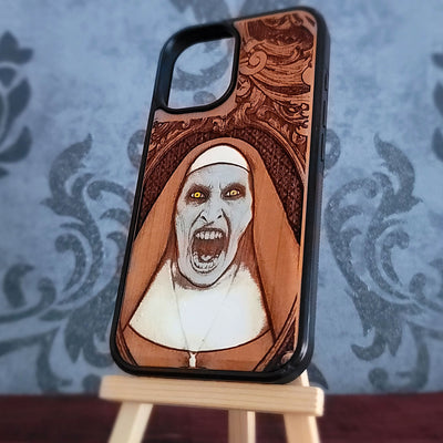 The Nun - Wood Phone Case - Hand Painted