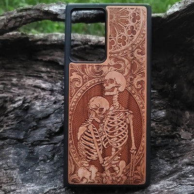 Skeleton couple wood phone case iPhone  Galaxy S