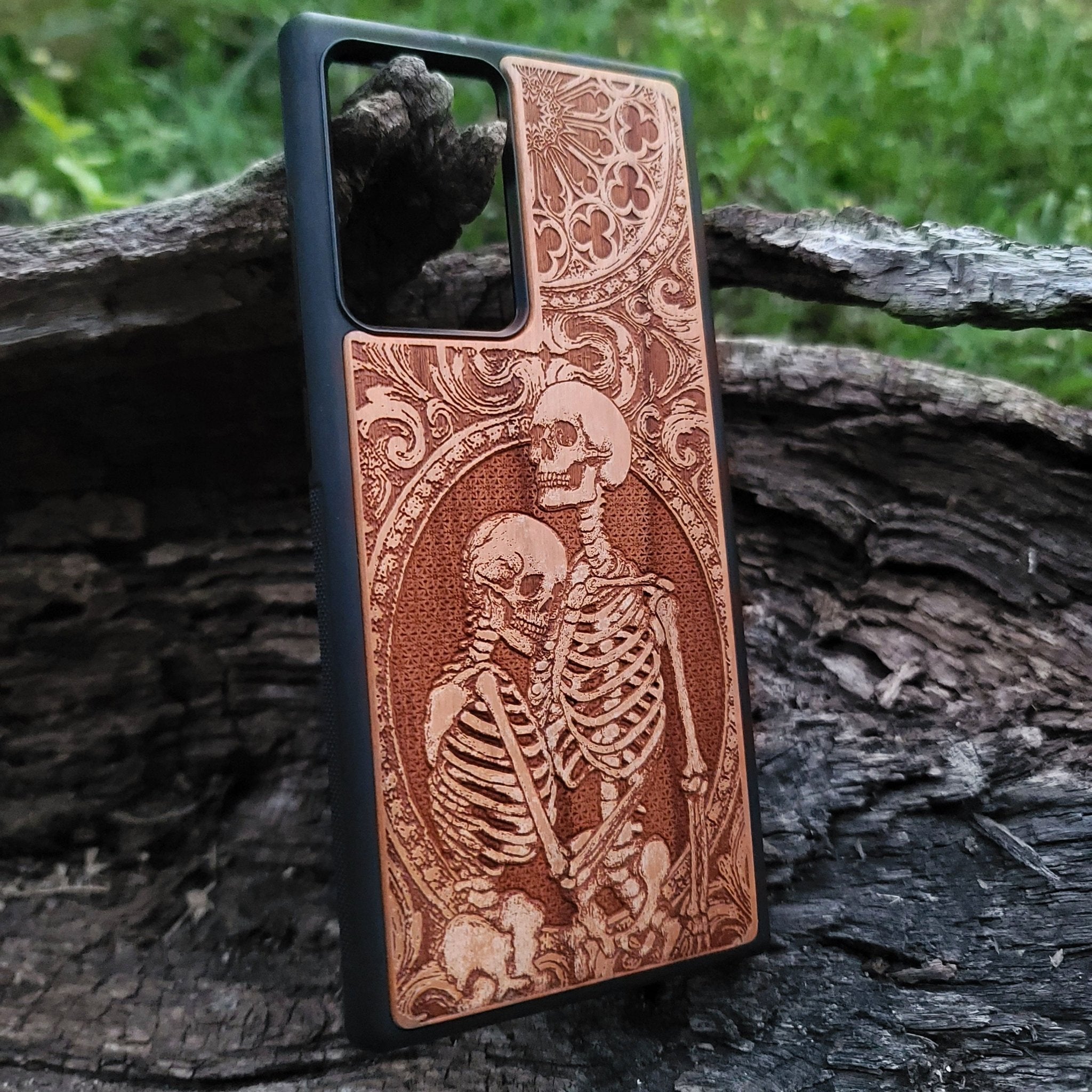 Romantic gothic wood phone cover iPhone  skeleton art