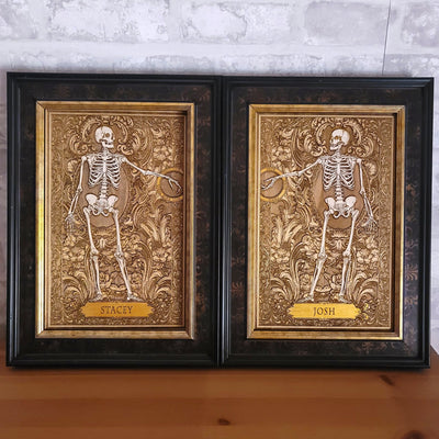 Gothic engraved wood art – gothic art, engraved wood, dark fantasy, skeleton design, artisan crafted