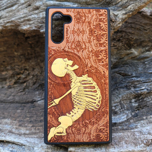 iPhone & Samsung Galaxy Wood Phone Case - Skeleton "Stumble" Hand Painted