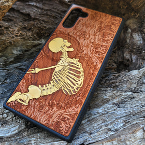 iPhone & Samsung Galaxy Wood Phone Case - Skeleton "Stumble" Hand Painted